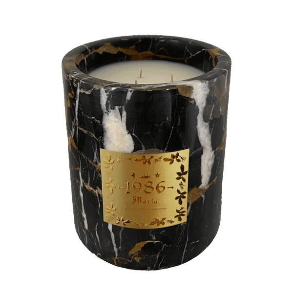 Large Black Marble Candle (Marfa)